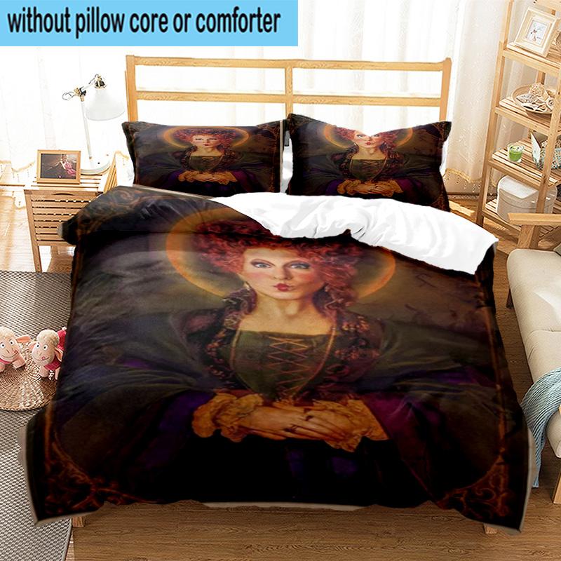 3PCS Hocus witch Halloween Magic 3pcs Bedding,Including 3PCS Duvet Cover And 2pcs Pillowcases Perfect for Christmas,Ideal for Bedroom, Dormitory
