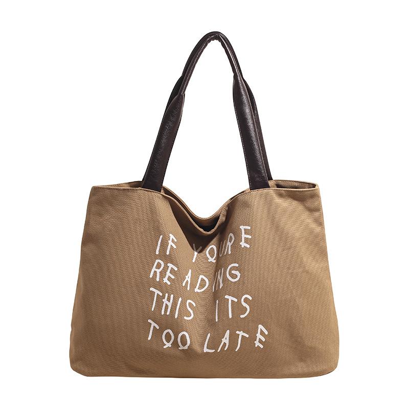 Canvas Bag Women's Large-capacity Autumn and Winter Versatile Casual Shoulder Bag Simple Student Tote Bag