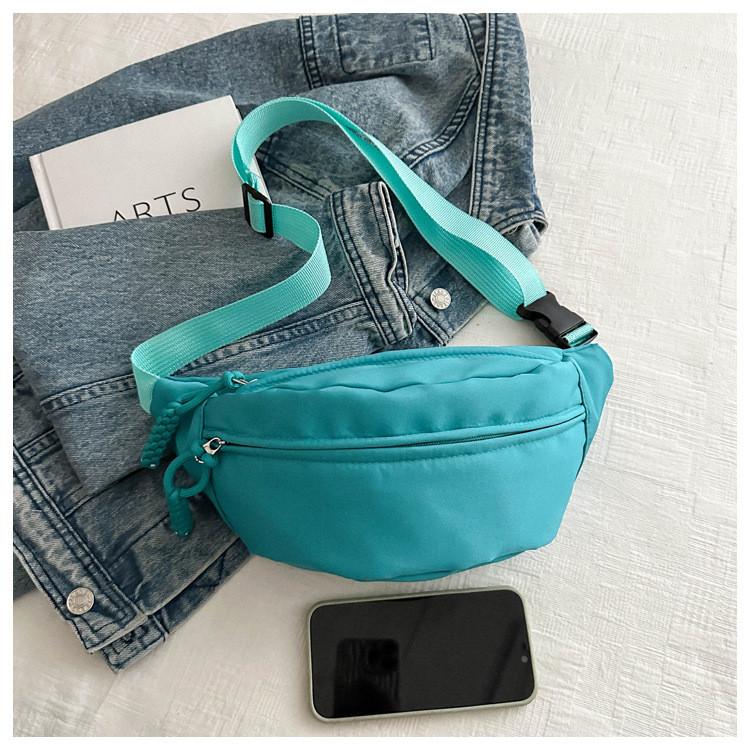 Streetwear Oxford Cloth Candy Color Waist Bag With Zipper Pockets For Daily Use