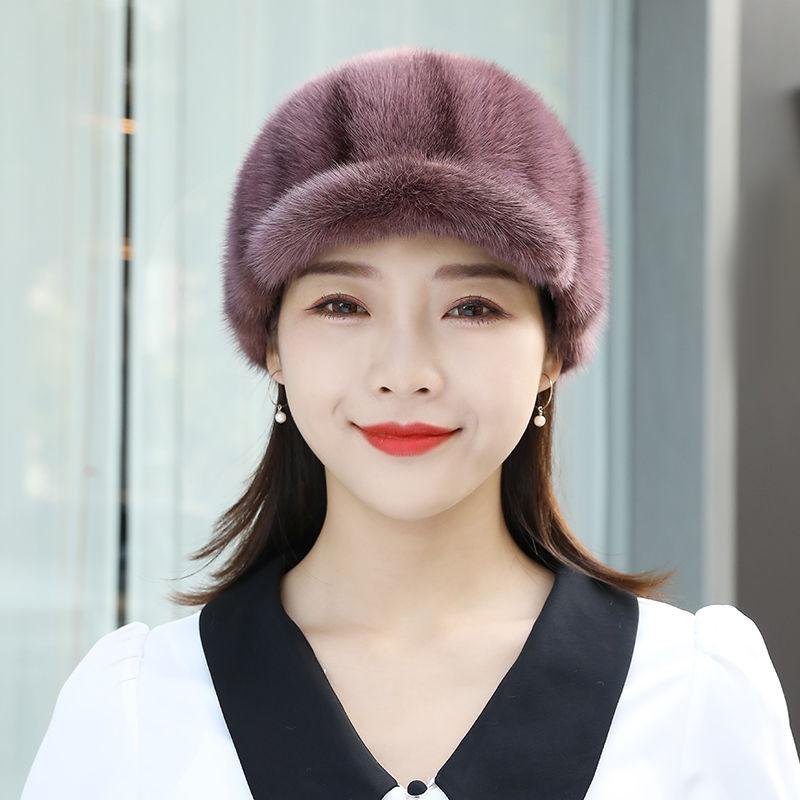 Winter New Imitation Mink Hat Ear Protection Windproof Outdoor Cycling Women Middle-aged and Elderly Thick Warm Duckbill Knight Hat