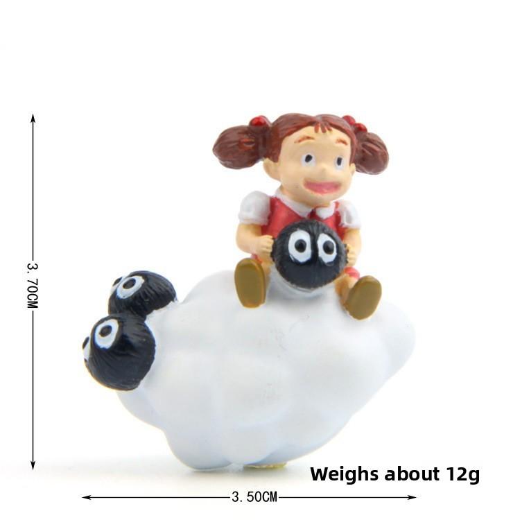 Cute Cartoon Cloud Totoro Girl Coal Ball Blue Cat Mini Model For Gift Giving And Home Decor