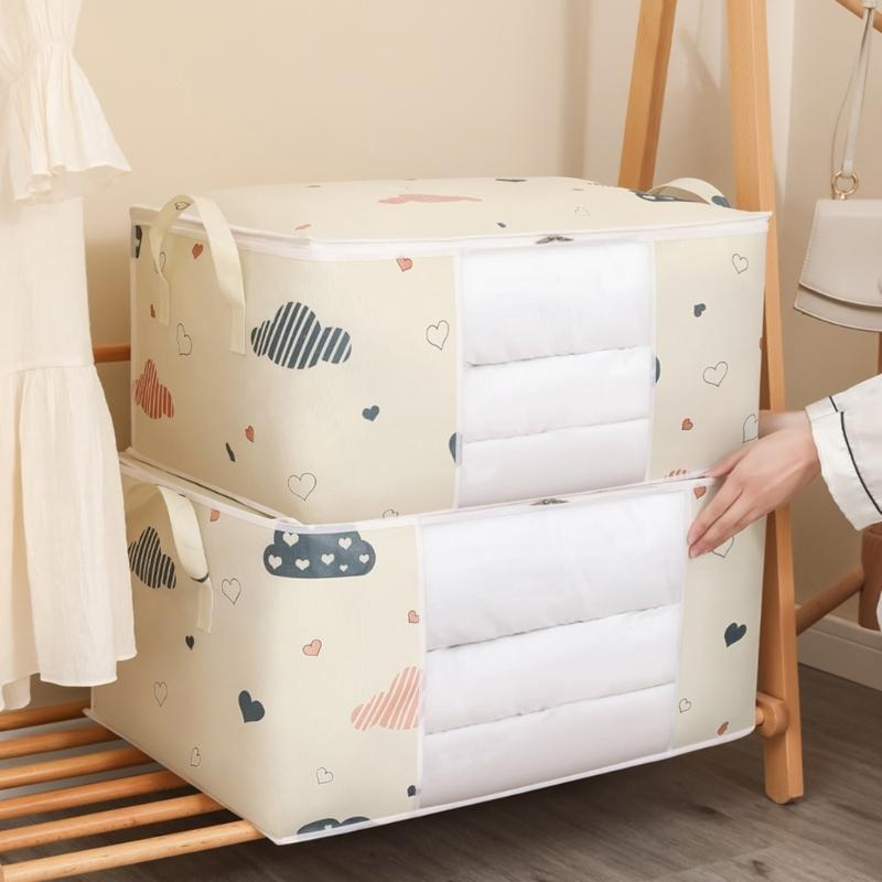 4Pcs Quilt Storage Container with Lids Large Capacity Fabric Quilt Bags Versatile Storage Bin for Household Use