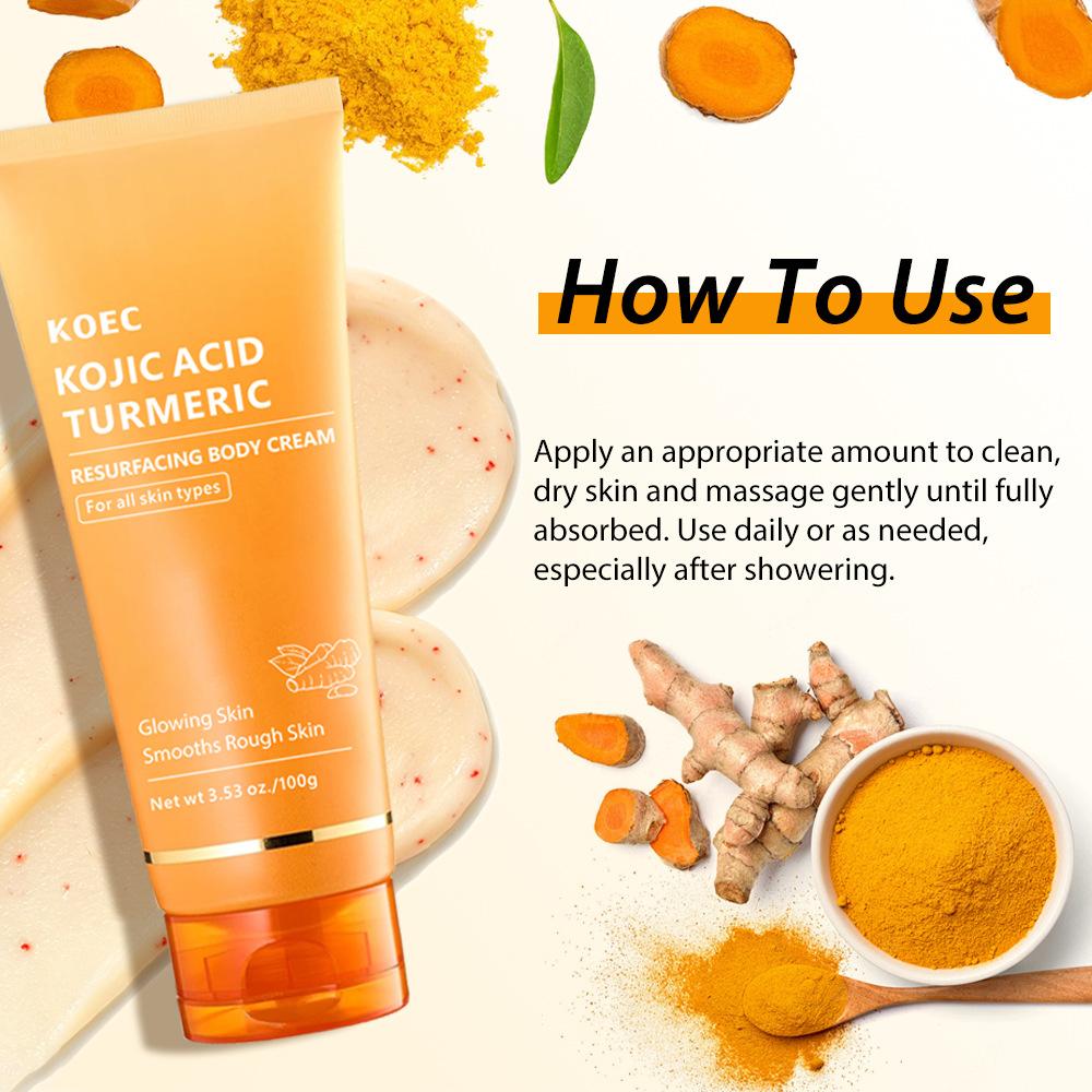KOEC Kojic Acid Turmeric Moisturizing Body Cream 100g Nourishing Lightweight Body Lotion Brightening Repair