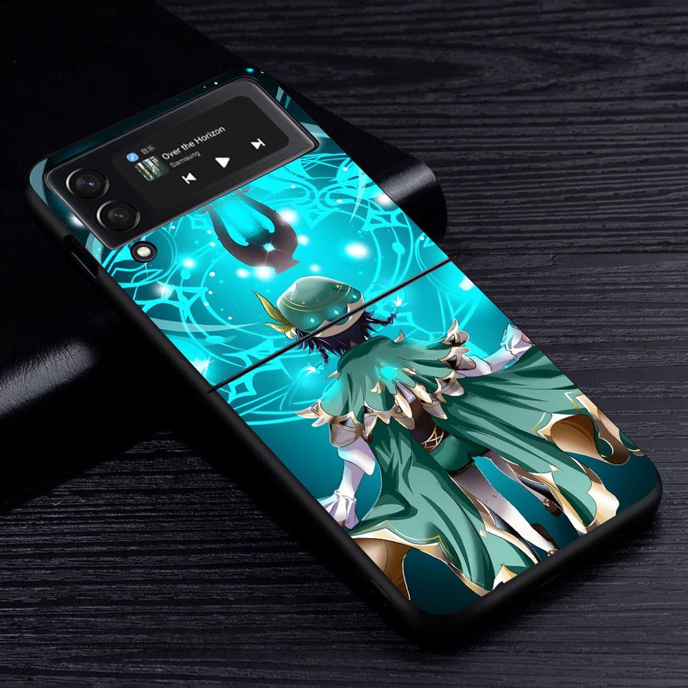 Barbatos Genshin Impact Case for Samsung Galaxy Z Flip4 Flip3 5G PC Hard Cell Phone Shell Z Flip 4 3 Black Zflip4 Zflip3 Cover