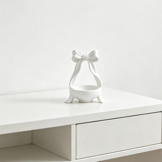 3D Printed Bow Jewelry Organizer Stand Ribbon Bow Knot Trinket Holder for Necklaces Bracelets Earrings Rings Decorative Vanity Storage Dish for