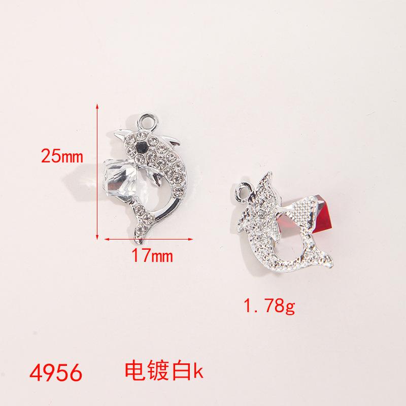 Cartoon Alloy Jewelry Dolphin Owl Cute Insect Crystal Necklace Earrings DIY Pendant Accessories