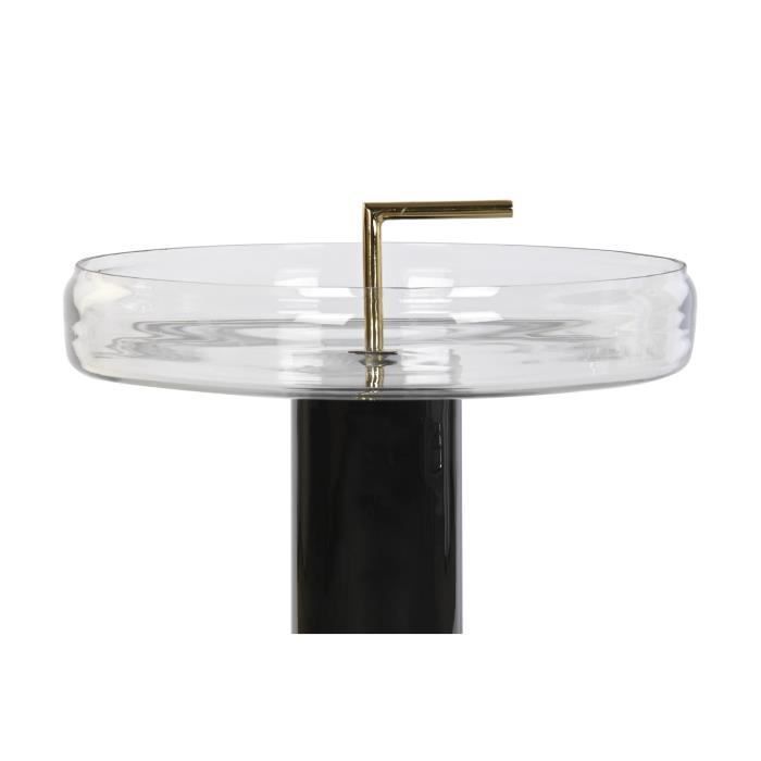 Table D'appoint - Verre Noir Transparent - Fer Laqué - 41x41x57cm