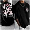 Nuova T-shirt Estiva da Uomo con Motivo Spada Samurai Fiore Viola Adatta per l'Uso Quotidiano Materiale Puro Cotone Donna Versatile