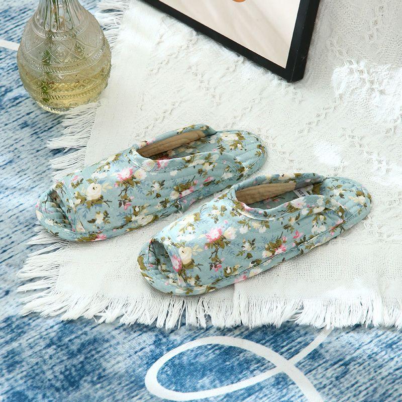 Women's home fabric slippers soft cloth bottom silent non-slip indoor climbing mat slippers wooden floor cotton mop machine washable