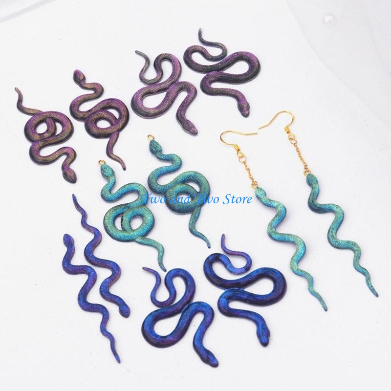 HX6F Long Snake Earring Keychain Silicone Mold with Hole for DIY Crystal CN