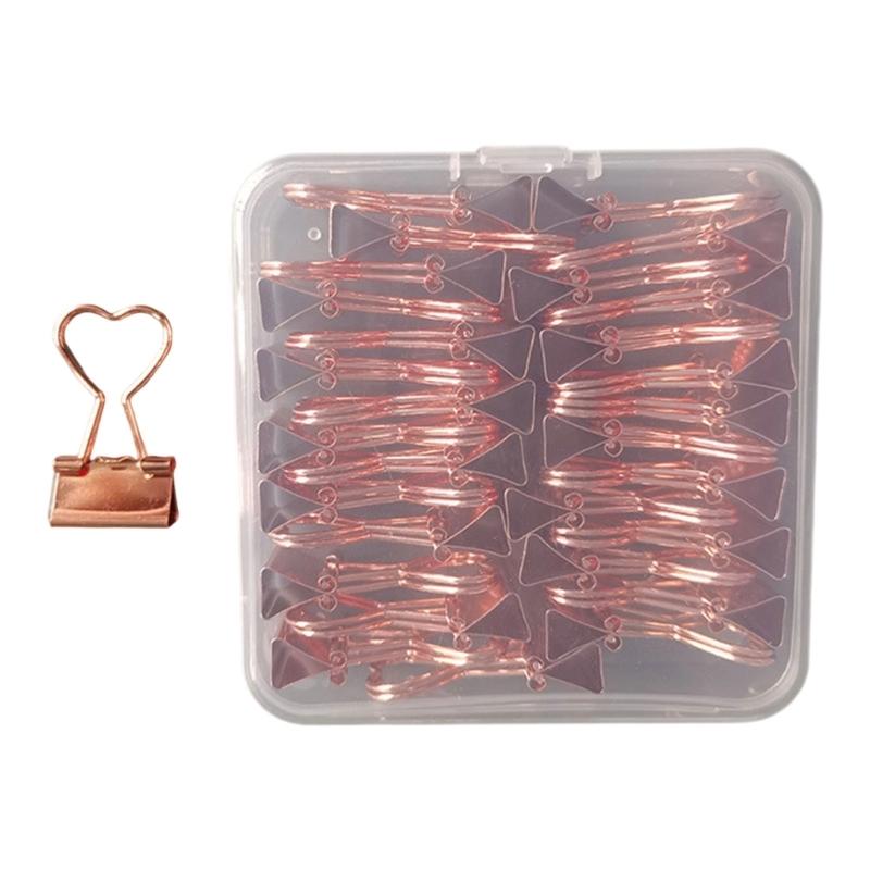 

30 Pcs 19mm Paper Clips Heart Shape Binder Clips Bill Clips Foldback Clips Money Paper Clamps Document Clips for School