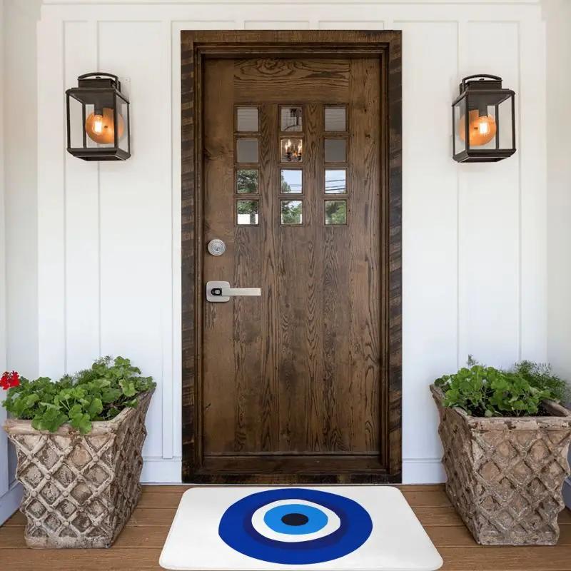 Custom Greek Turkish Evil Eye Doormat Mat Anti-Slip Mediterranean Style Kitchen Bathroom Living Room Rug Carpet 40*60cm