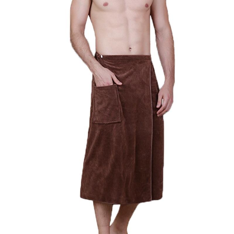 Pánský župan Plážové osušky Kouzelné zapínání Rychleschnoucí Šortky Sukně Domácí oblečení S kapsou na zádech