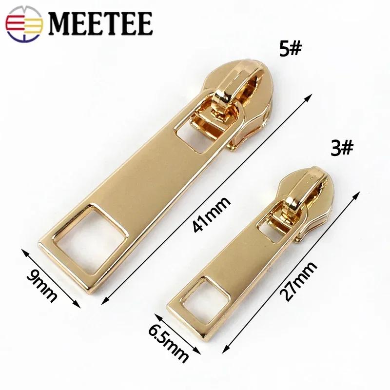 10/30/50Pcs Meetee 3# 5# Nylon Zipper Slider for Sewing Plastic Zippers Head Purse Garment Zip Pulls Repair Kits DIY Accessories