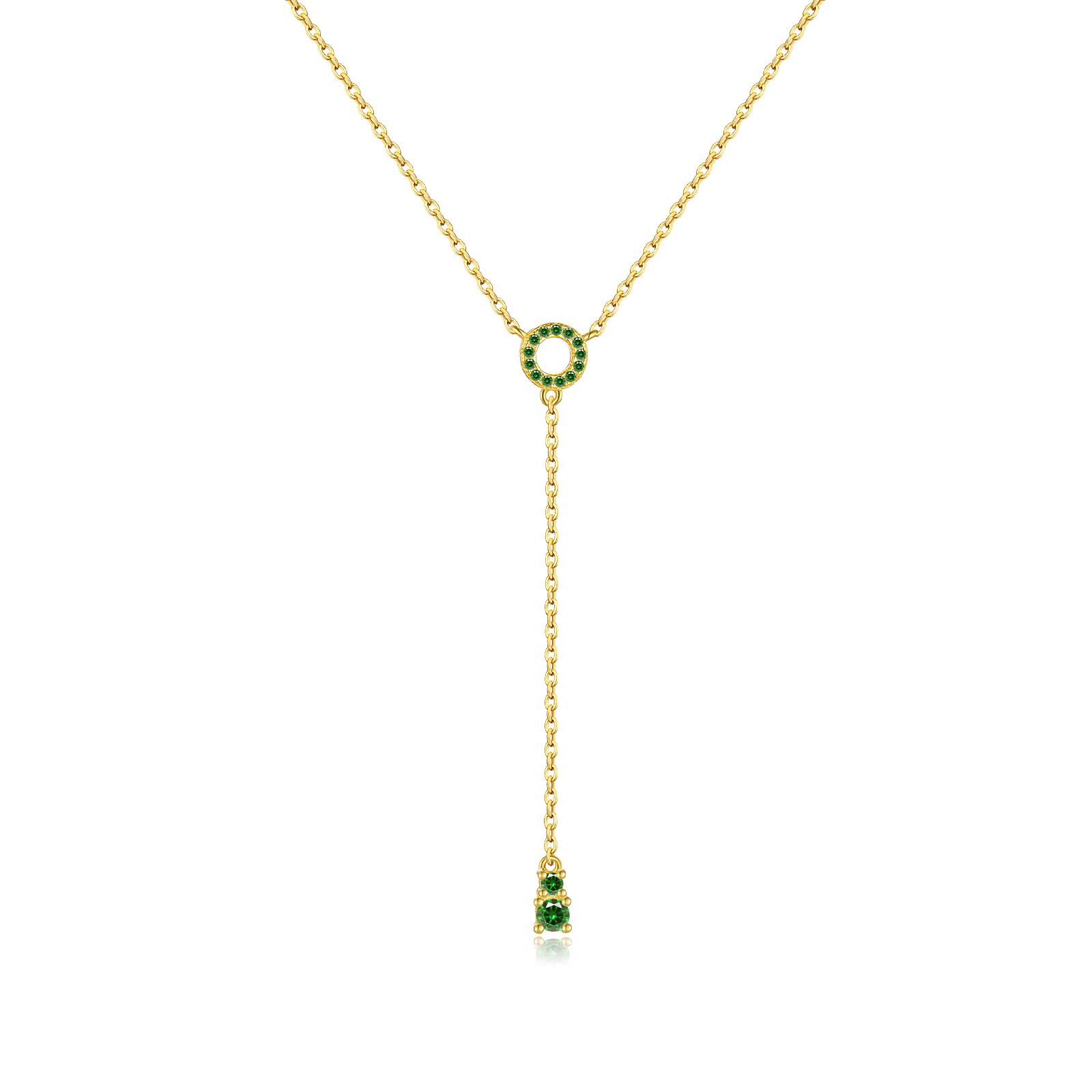 

Sterling Silver Gold Circle Pendant Long Chain Choker Necklace Spring Women Wedding Fine Jewelry Gift