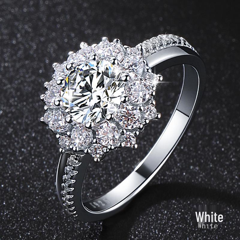 

Moissanite Snowflake Ring: Luxury S925 Sterling Silver Wedding Jewelry US Size 6