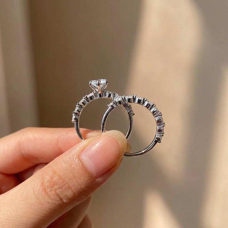 925 Silver New Fashion Design Marquise Cubic Zirconia Set Rings for Women Modern Trend Bridal Wedding Sparkling Jewelry