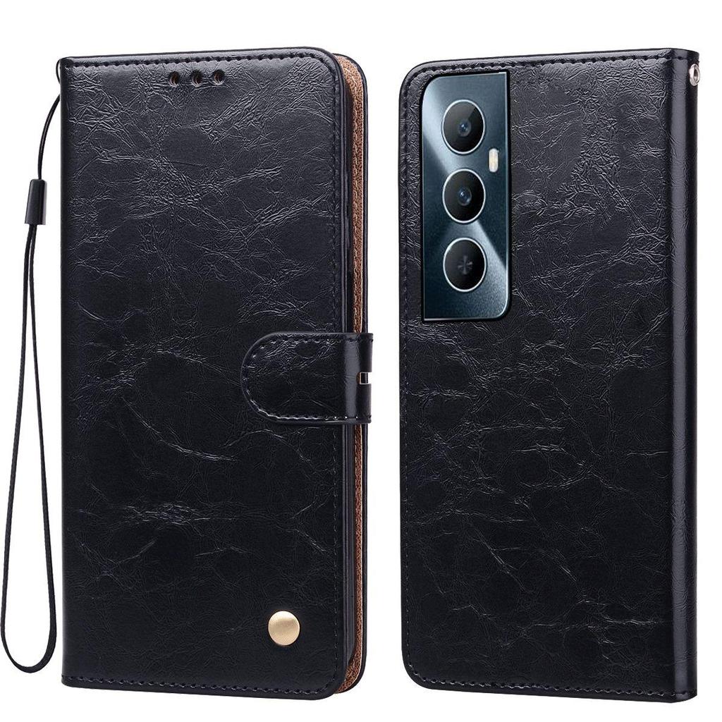 Vintage Crazy Horse Texture PU Leather Flip Wallet Phone Case for realme C65 4G Card Holder Kickstand Shockproof Protective Cover