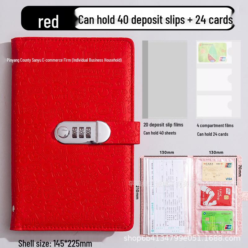 A6 Password Lock Color-Changing Leather Macaron Budget Diary with Floral Pattern Money Box