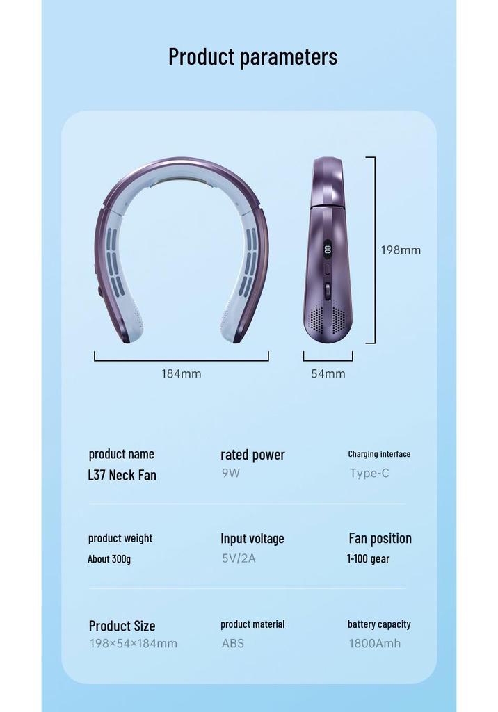 Portable Neck Fan: Long Battery Life, USB Rechargeable, Bladeless, Silent, Wearable and Compact