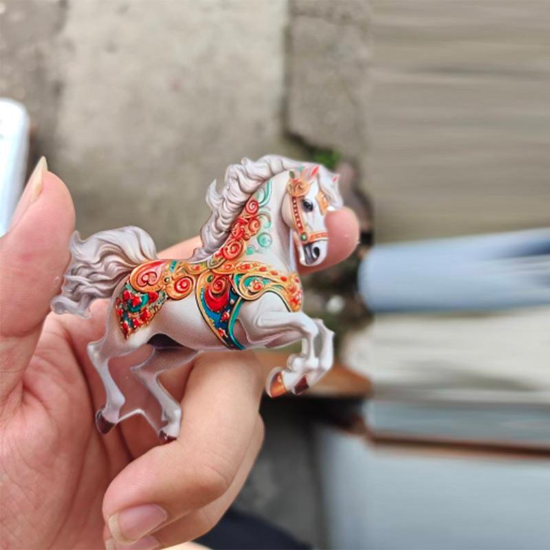 2D Acrylic Horse Car Rearview Mirror Pendant Charm Christmas Tree Ornament Party Latest Year Hanging Keychain Christmas Decorations