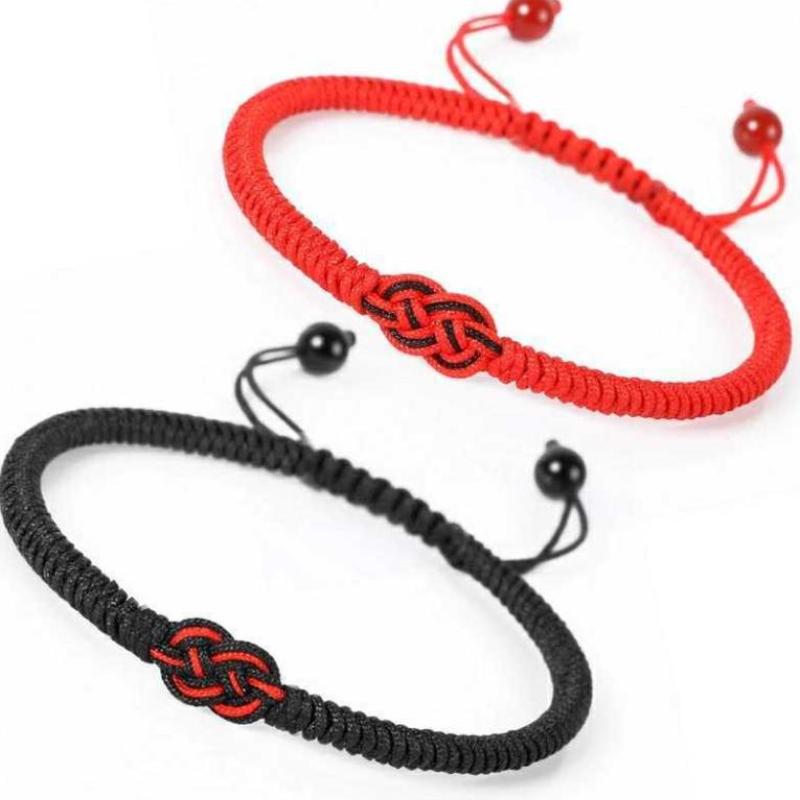 Red Black Woven Bracelet China Vajra Knot Wristbands Fashion Adjustable Couple Bangles For Men Women Lucky Jewelry Gift