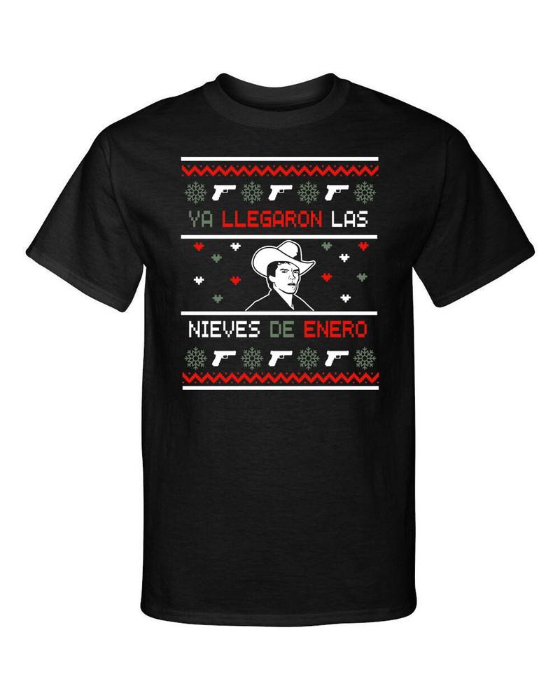 Chalino Sanchez Ugly Christmas Nieves De Enero Sweater Style Graphic Tee Shirt Unisex T-Shirt S