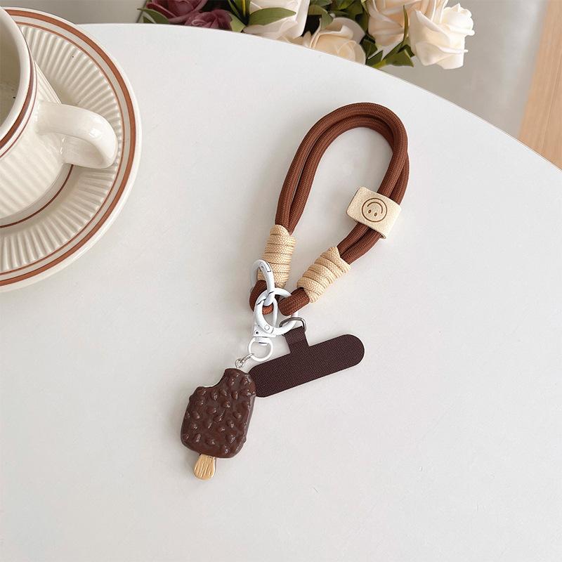 Original Bold Anti-Drop Portable Rope Mobile Phone Lanyard Small Fresh Ice Cream Pendant Bracelet Braided Rope Clip Female