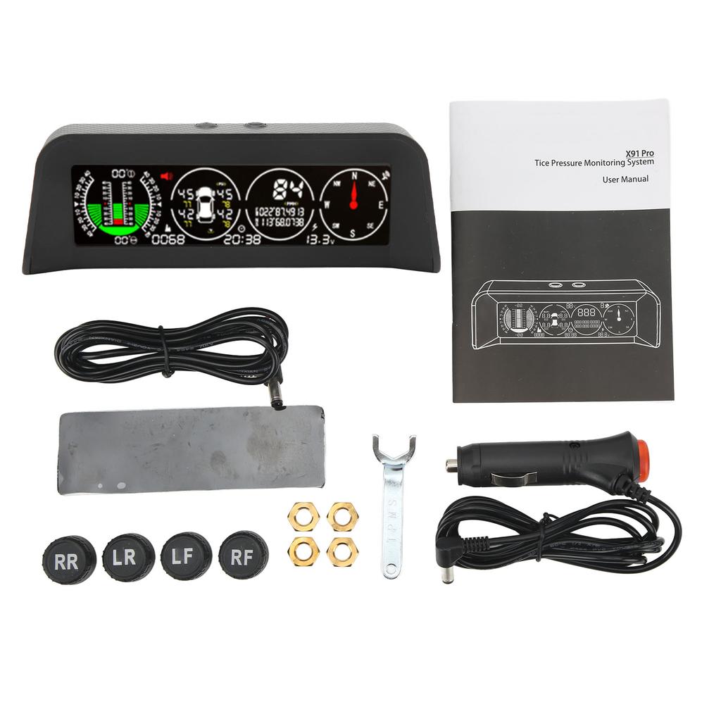 Car HUD Display Tire Pressure Pitch Roll Angles Monitoring Windshield Overhead Video Players
