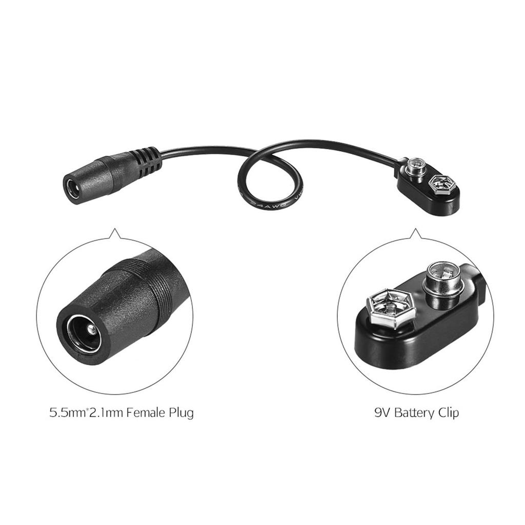 9V Battery Clip Converter Snap Connector 2.1mm * 5.5mm Female Plug for Guitar Effect One Spot Power Supply