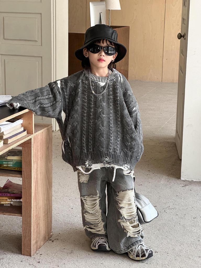 Kids' Fleece-Lined Wide-Leg Jeans
