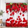 Valentine'S Day Shower Curtain Red Heart Rose Flowers Bicycle Petals Lovers Gift Fabric Home Bathroom Curtains Decor With Hooks