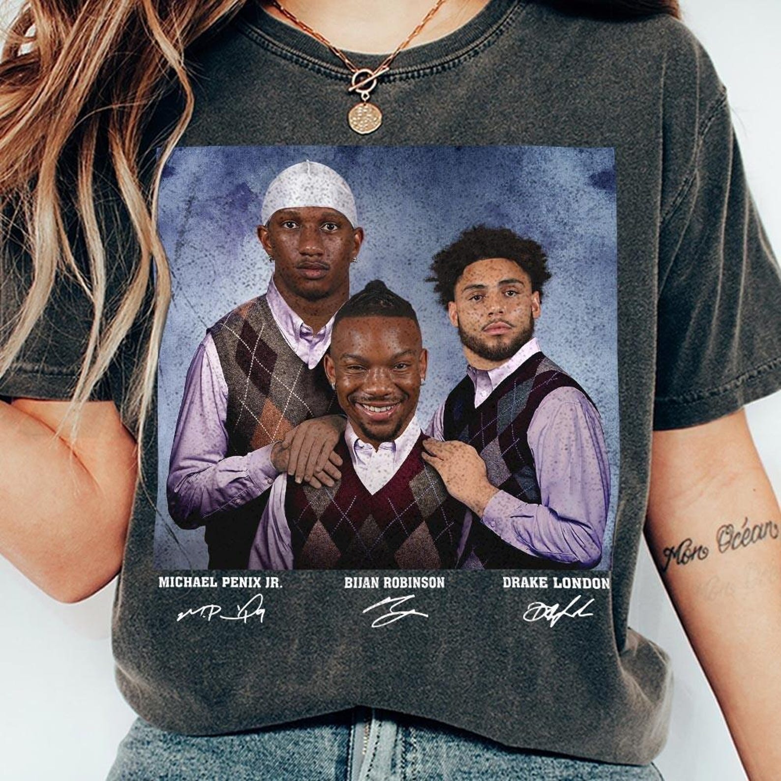 Bijan Robinson Michael Penix Jr Drake London Football Shirt, Atlanta Step Bros Tee, Funny Football Gift Unisex S