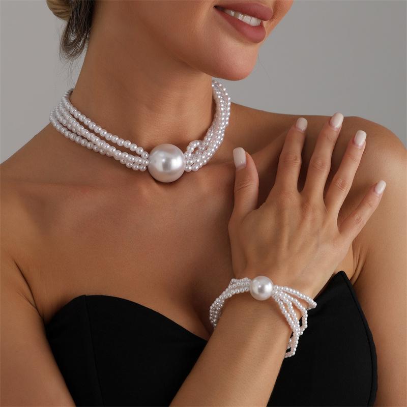 

Elegant Big Imitation Pearl Choker Necklace For Women Fashion Girls Gift Statement Collar Necklace New Jewelry