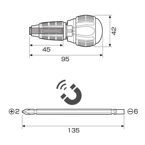 ANEX Quick Ball 72 Ratchet Driver, No. 397-D, Interchangeable, [Turn Left or Right and Lock with One Finger], Phillips and Flathead, Interchangeable,