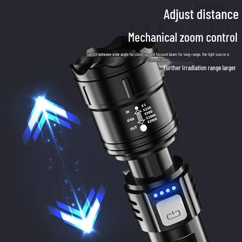 Rechargeable High-Power Mini Tactical Flashlight: Super Bright, Long-Range, Portable, White Light with Electric Display