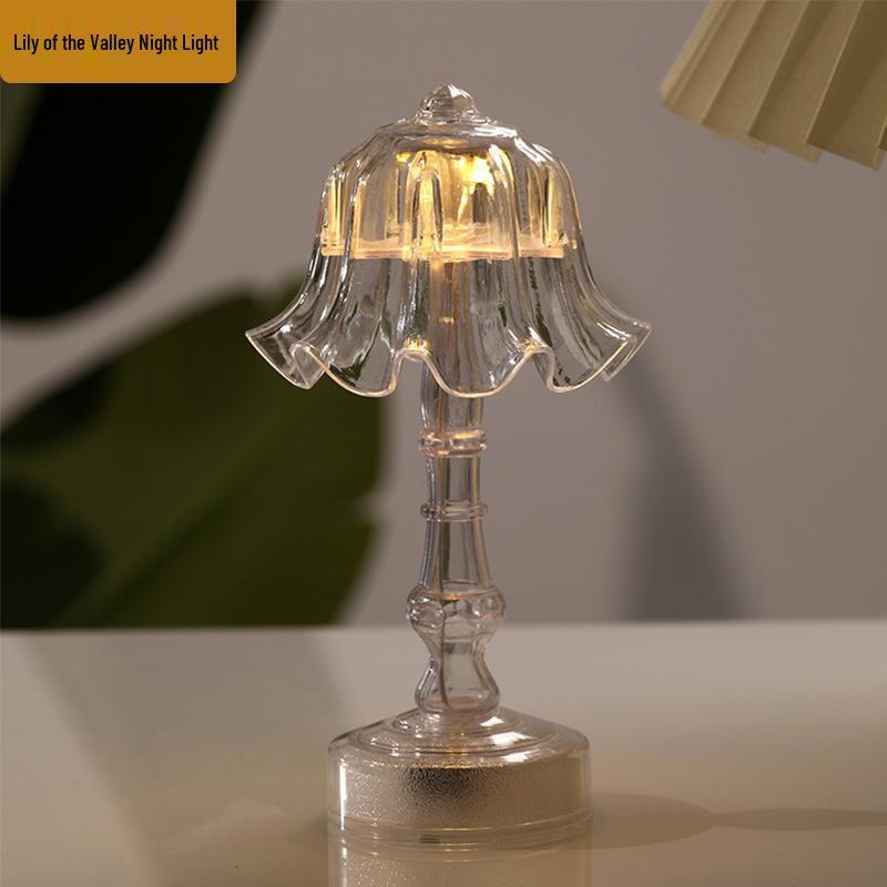 European Retro LED Night Lamp: Textured Small Desk or Bedside Decor with Palace Lantern Style