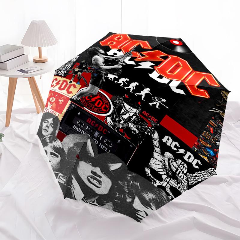 1pc AC/DC Highway To Hell Automatic Open, Windproof, Compact Travel Umbrella, Gift for Birthday, Christmas, Business 93021