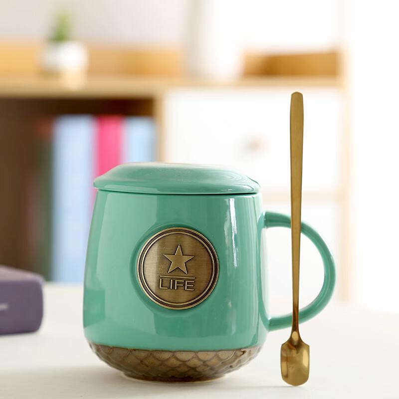 Duoli Embossed Ceramic Mug with Copper Plate