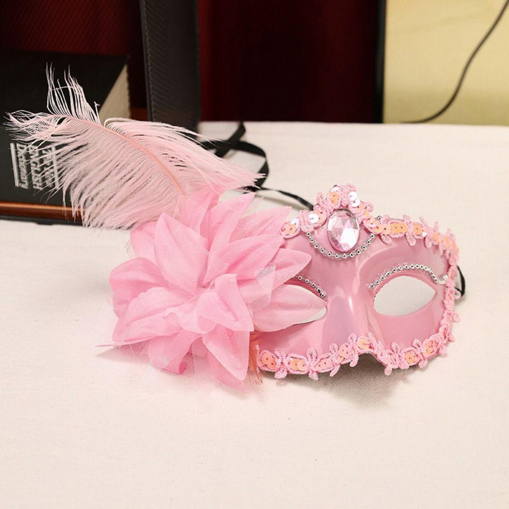 Flower Half-Face Mask Multicolor Masquerade Ball Mask Novelty Feather Mask  Costume Party