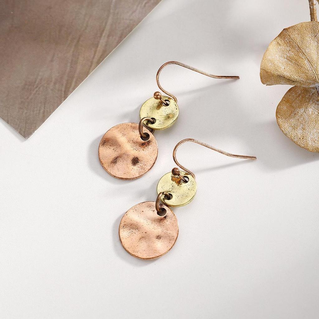 European Bohemian Dual-Tone Round Disc Earrings - Large & Small Retro Fashion Accessories