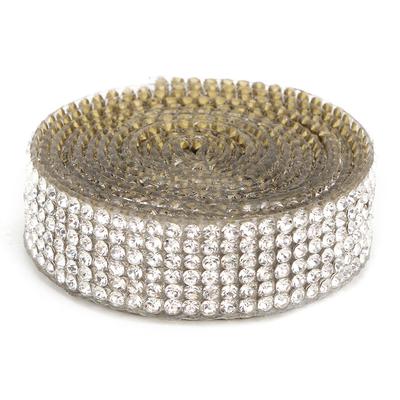 1m Strass Kristall Glas Mesh Banding Eisen auf Applikation Hochzeit Kleid Schuhe Trim (Silber)