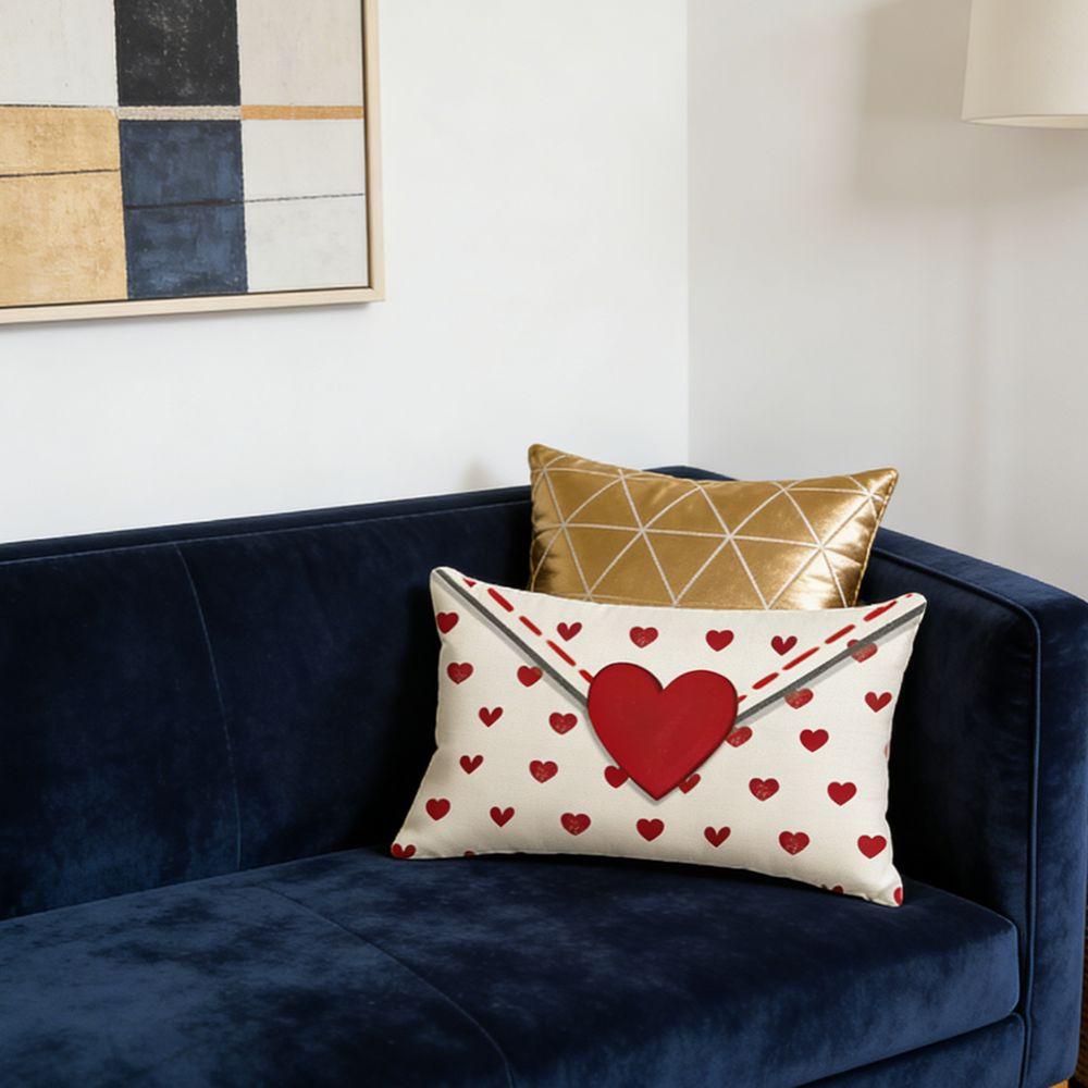 Soft Love Heart Pillow Cover Comfortable Linen Valentine's Day Love Pillowcase Rectangular Couple Love Cushion Cover Cushions