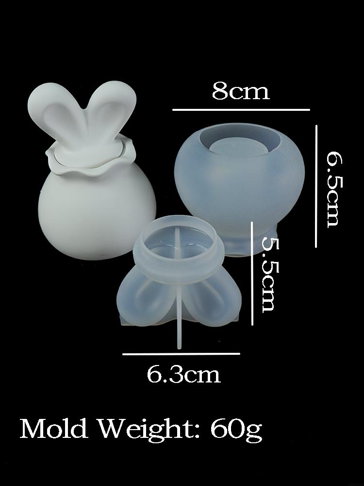 

3D Кролик Форма Баночка Украшения Формы Креативные Милые Кроличьи Уши Гипсоцемент Ароматизированная Свеча Банка Силиконовая Форма Товары Для Домашнего Декора