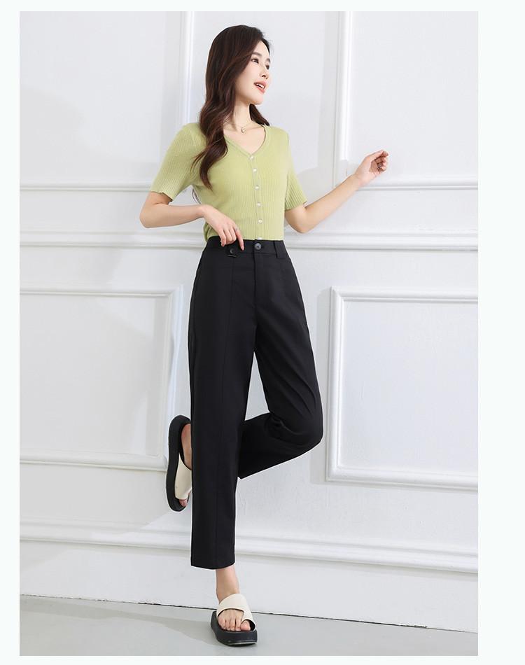 Haren Pants Summer Casual Solid Color Versatile Slimming High-Waisted Women's Casual Pants
