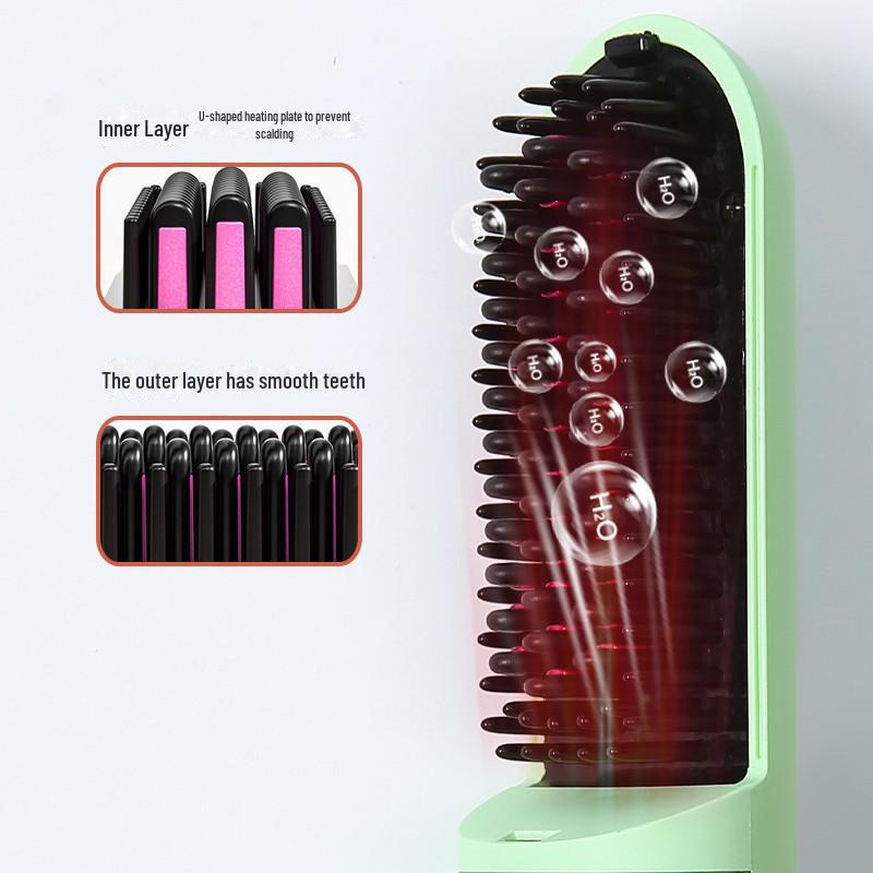 Portable Dual-Use Wireless Hair Straightener Comb with Ionic Technology