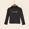 Girls' Ruffle Long-Sleeve Thermal Fleece T-Shirt - Half-High Collar, Perfect for Spring, Autumn, & Winter