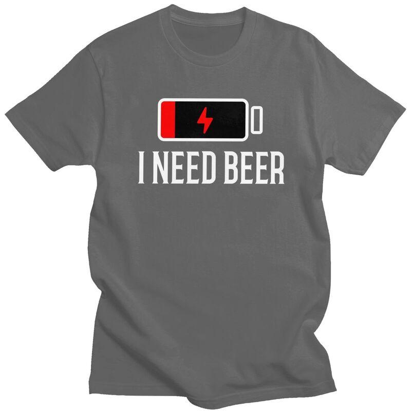 Individuelle Ich Brauche Bier T-Shirts für Herren Kurzarm T-Shirt Modische T-Shirts Reines Baumwoll-T-Shirt Geschenkidee