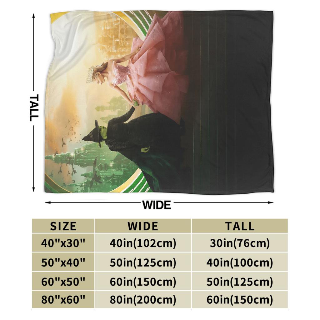 W-Wicked 2 Musical Movie Glinda Elphaba Blanket  Soft Novelty Plush Throw Blanket For Boy Girl Couch Chair Cover