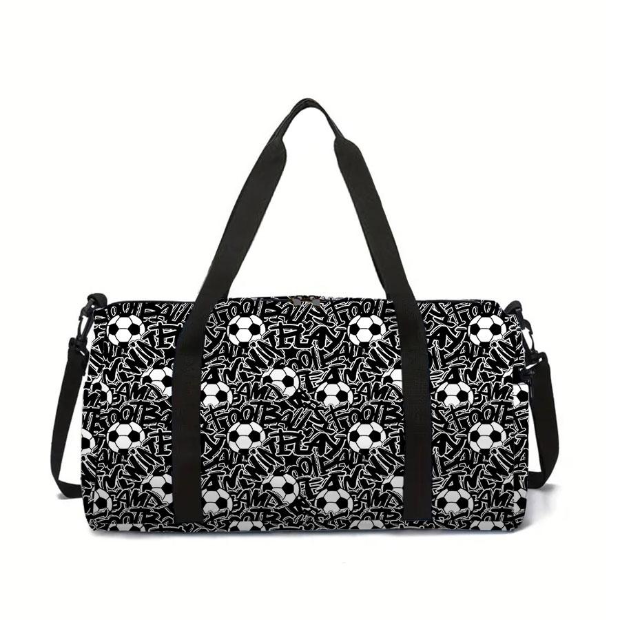 Football Pattern Large Capacity Luggage Bag for Boy/Girl Best Gift 2D Cartoon Travel Duffels Outdoor Fitness Bag for Children